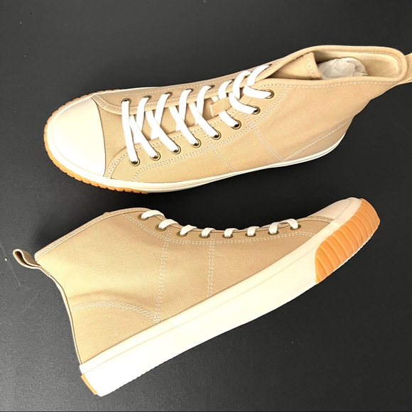 J.Crew Tan Canvas High Top Sneakers Shoes Sz 10 New - Picture 5 of 8